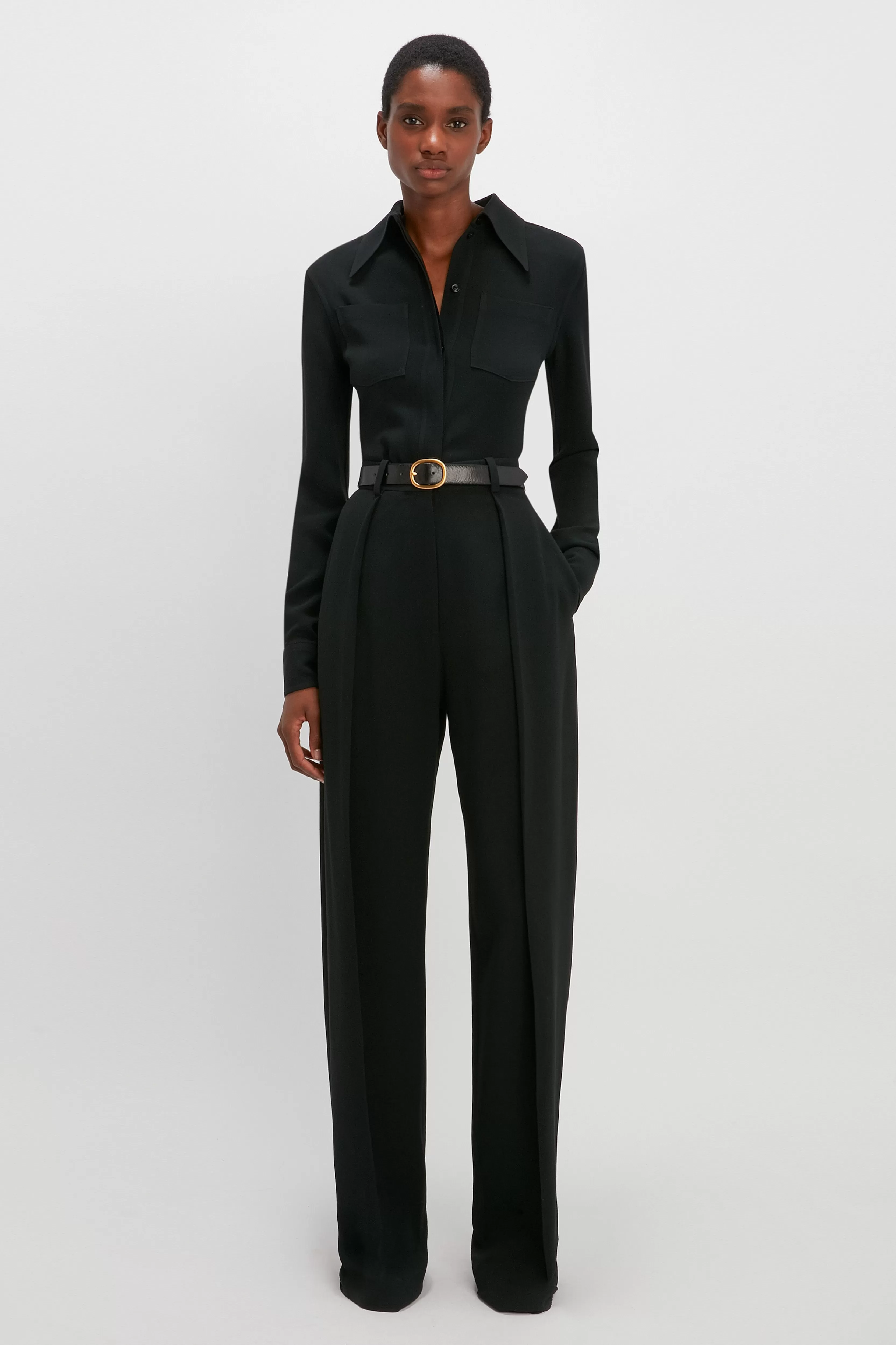 READY TO WEAR Victoria Beckham The Victoria Edit | Tailoring | Trousers | Wide Leg Pleated Trouser In Black