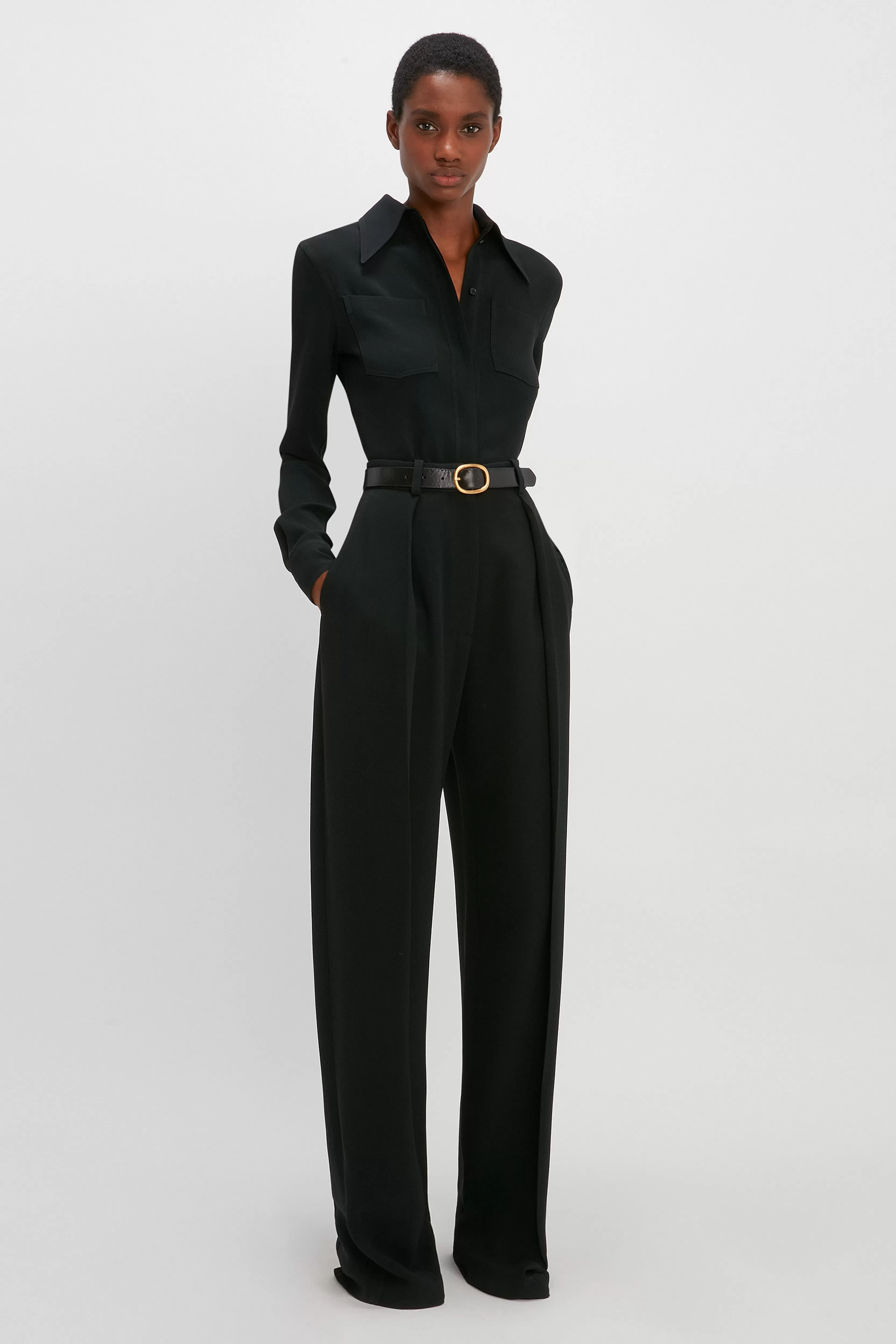 READY TO WEAR Victoria Beckham The Victoria Edit | Tailoring | Trousers | Wide Leg Pleated Trouser In Black